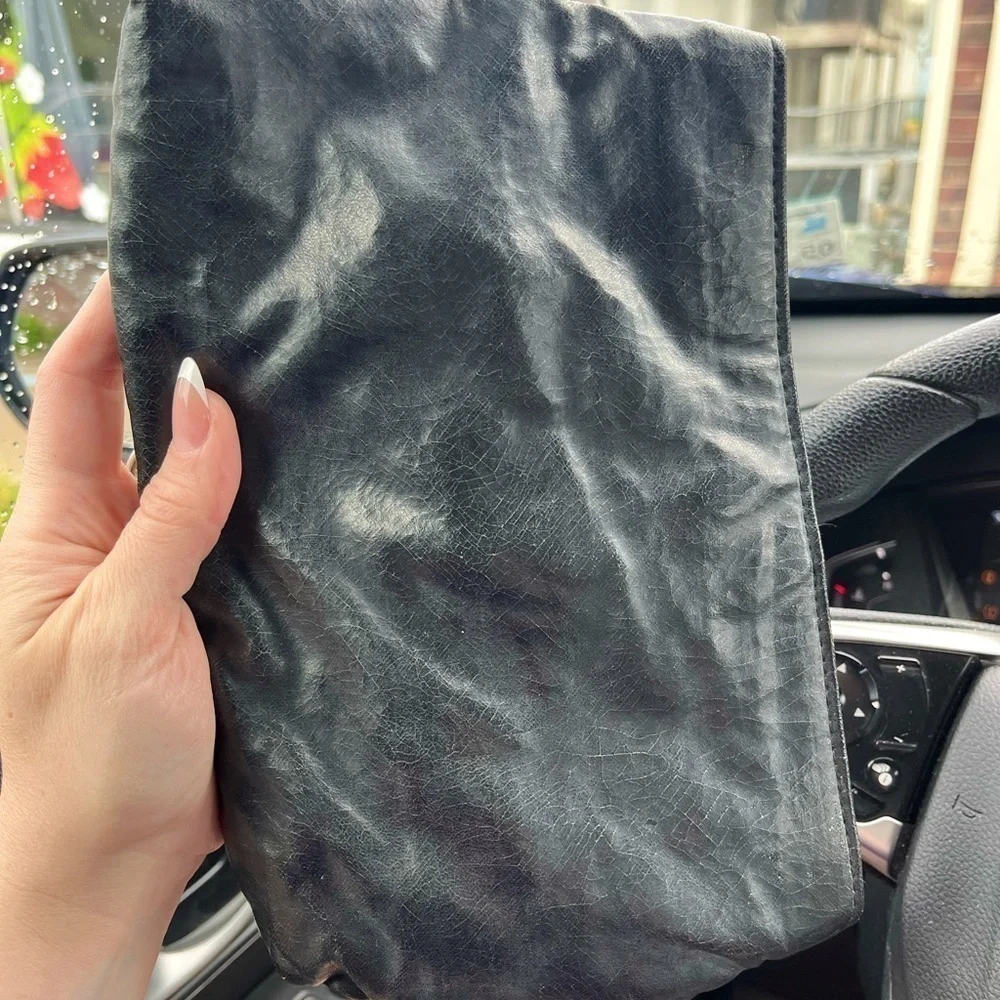 5/$25 Vintage Black Vegan Leather Nite Lites 80s clutch purse / evening bag 11